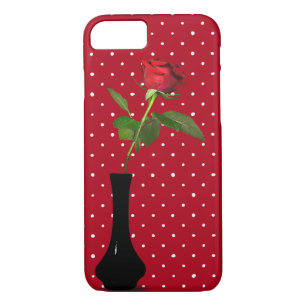 red rose on polka dots Case-Mate iPhone case