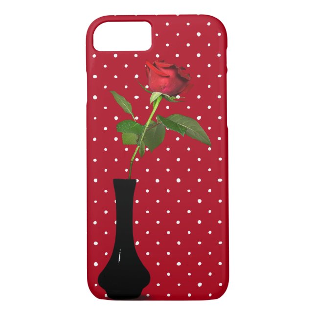 red rose on polka dots Case-Mate iPhone case (Back)