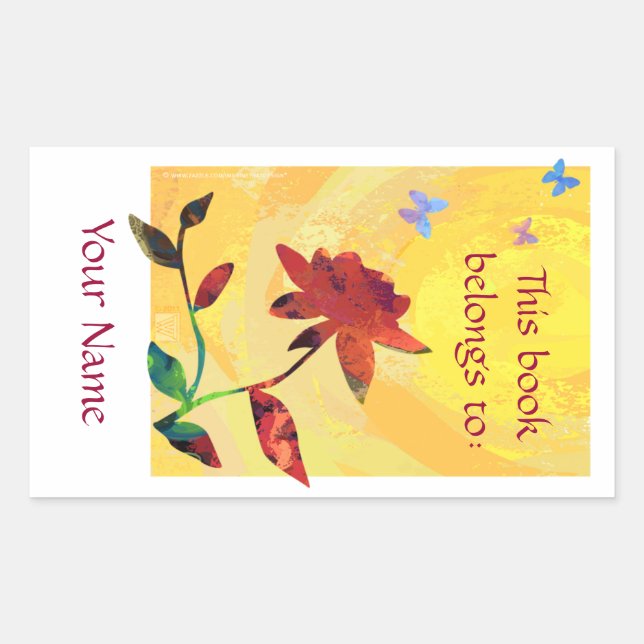 Red Rose on Yellow Sticker (Front)