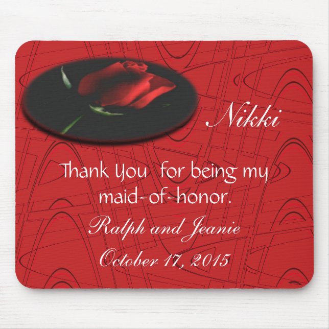 Red Rose onBlkGraphic,customize Mouse Pad (Front)
