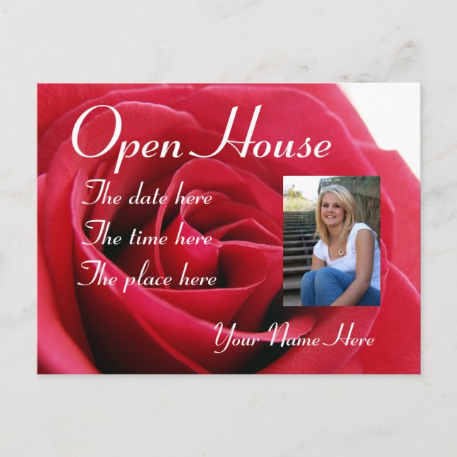 red rose,open house postcard (Front)