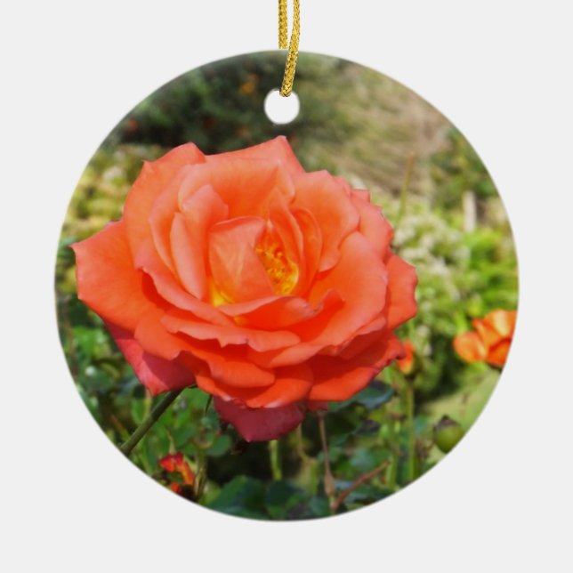 Red Rose ornament, customize Ceramic Ornament (Front)