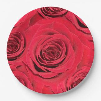 Red rose paper plate