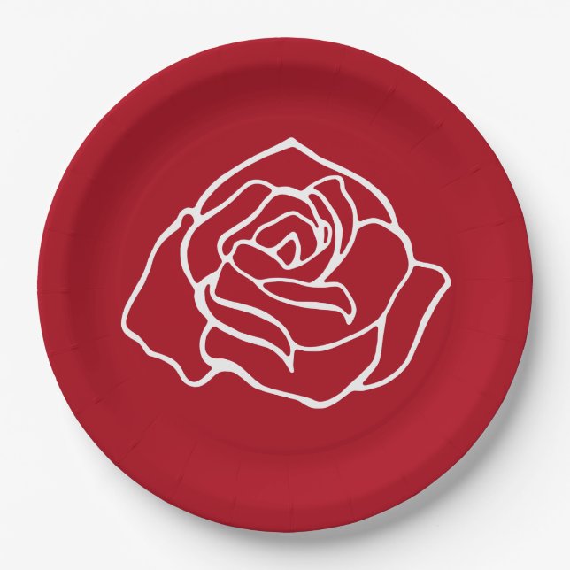 Red Rose Paper Plates (Front)