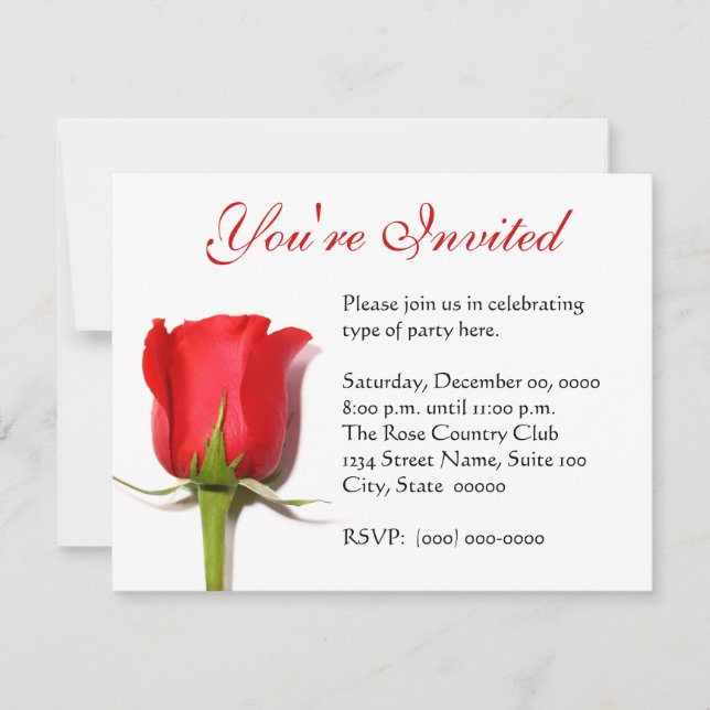 Red Rose Party Invitation (Front)