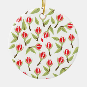Red Rose Pattern Ceramic Ornament