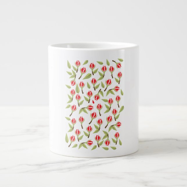 Red Rose Pattern Large Coffee Mug (Front)