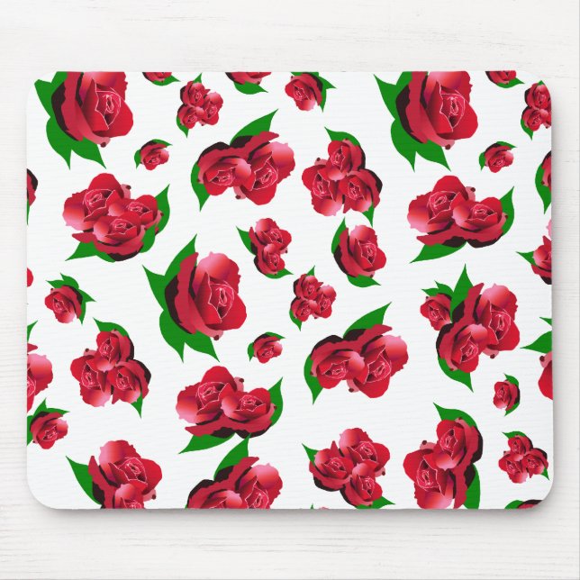 Red Rose Pattern Mouse Pad (Front)