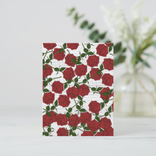 Red Rose Pattern Postcard