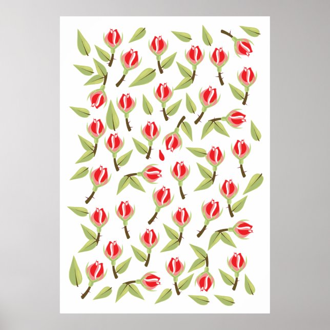 Red Rose Pattern Poster (Front)