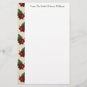 Red Rose Pattern Stationery