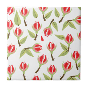 Red Rose Pattern Tile