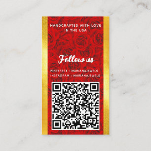 Red Rose Personalized QR Code Earring Display Card