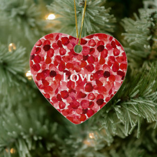 Red Rose Petals Floral Ceramic Ornament