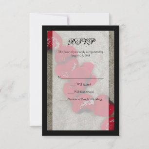 Red Rose Petals on Sand Beach Wedding RSVP Card