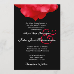 RED Rose Petals Wedding Invitation F204