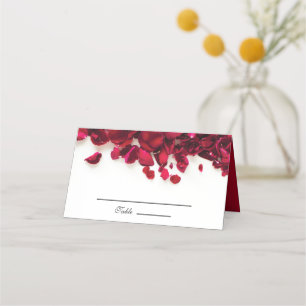 Red Rose Petals Wedding Place Card