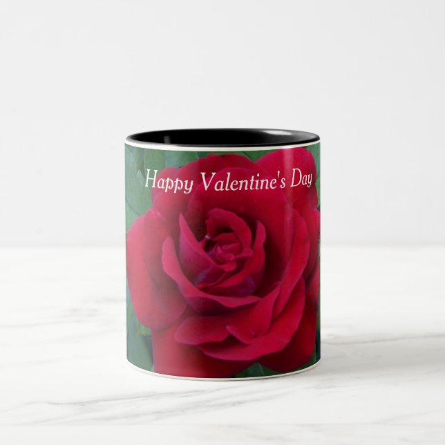 Red Rose Photo Two-Tone Coffee Mug (Center)