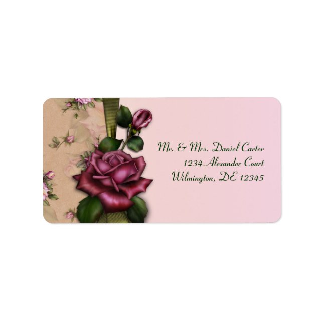 Red Rose Pink Address Labels (Front)