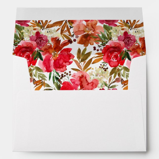 Red Rose & Pink Floral Envelope (Back (Bottom))