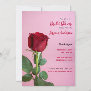 Red Rose Pink Romantic Elegant Bridal Shower   Invitation