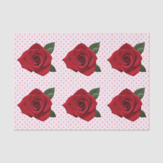 Red Rose Polka Dots Gift Tissue Paper