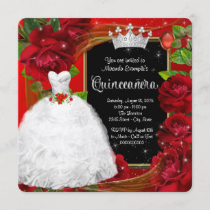 Red Rose Princess Quinceanera Invitation
