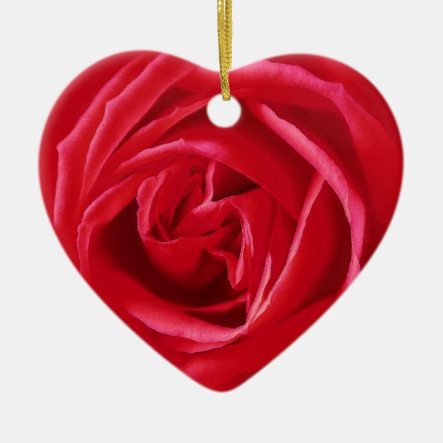 Red rose print ceramic ornament (Front)