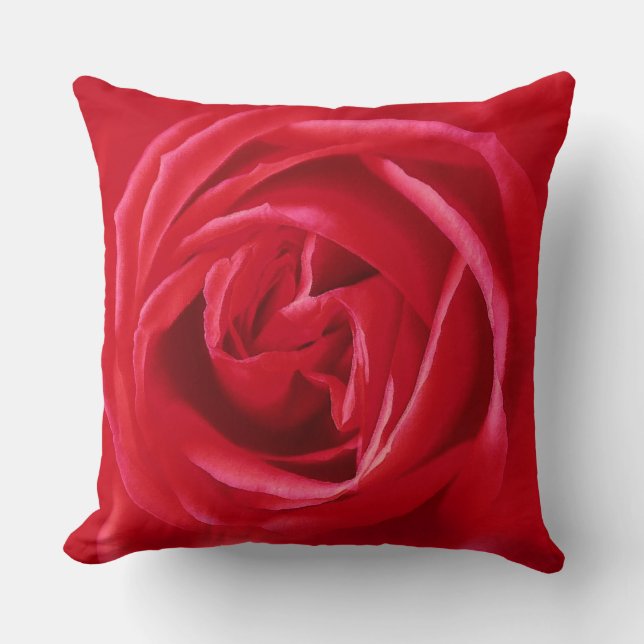 Red rose print throw pillow (Front)