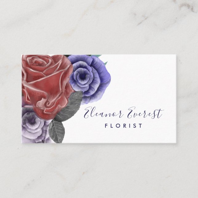 Red rose professional florist business business card (Front)