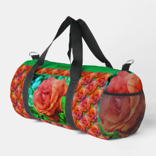 Red Rose Raindrops Flower Abstract Personalized  Duffle Bag
