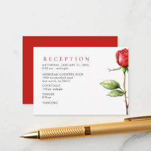 Red Rose Reception Dancing Wedding Enclosure Card