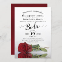 Red Rose Romantic Spanish Language Boda Wedding