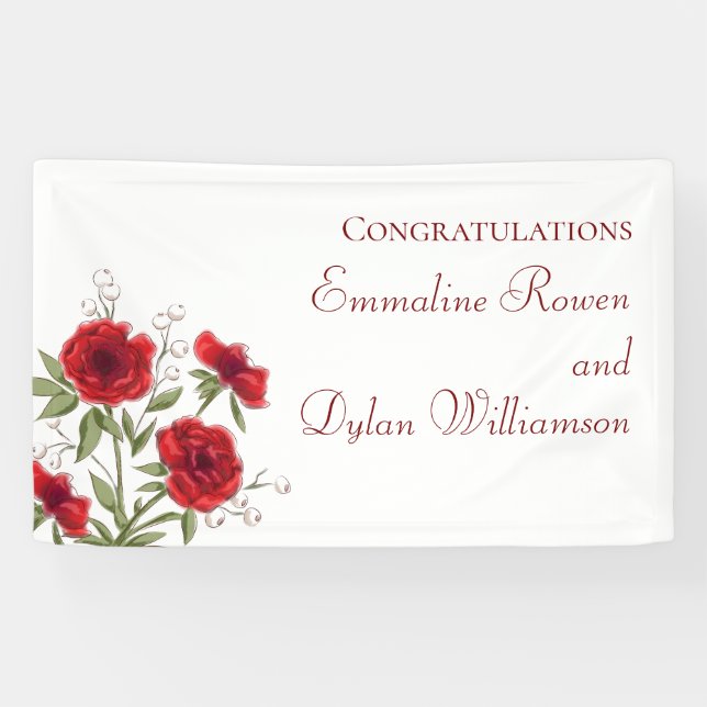 Red Rose Romantic Wedding Banner (Horizontal)