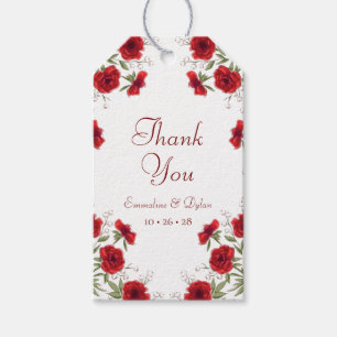 Red Rose Romantic Wedding Gift Tags