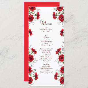 Red Rose Romantic Wedding Menus