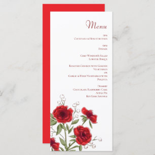 Red Rose Romantic Wedding Menus