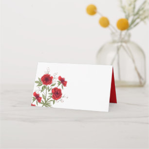 Red Rose Romantic Wedding Place Card