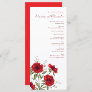 Red Rose Romantic Wedding Programs
