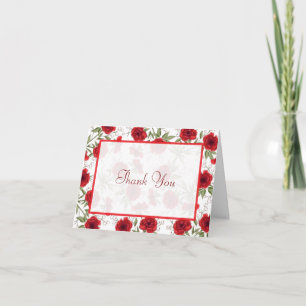 Red Rose Romantic Wedding Thank You Cards