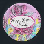 Red Rose Roses Pink flower Birthday Womens Paper Plate<br><div class="desc">Rose flowers Watercolor Painting Art Wrapping Paper. Designed by me from one of my original watercolor paintings. A stylish gift sure to put a smile on anyone's face.</div>