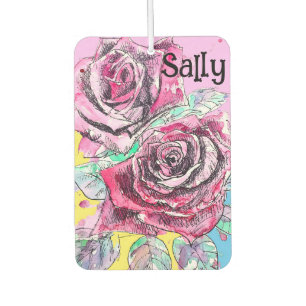 Red Rose Roses Watercolour Floral Flowers Flower Air Freshener