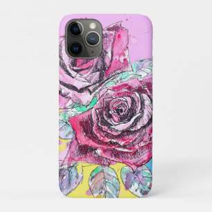 Red Rose Roses Watercolour Floral Flowers Flower iPhone 11 Pro Case