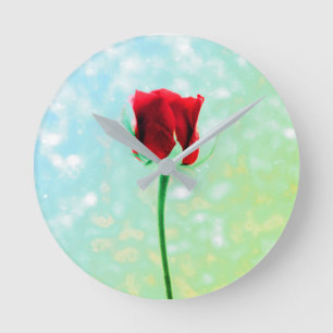 Red Rose Round Clock