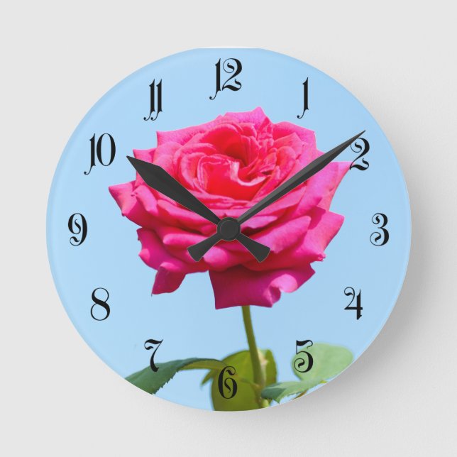 Red rose round clock (Front)