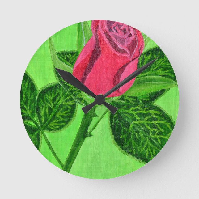 Red Rose Round Clock (Front)
