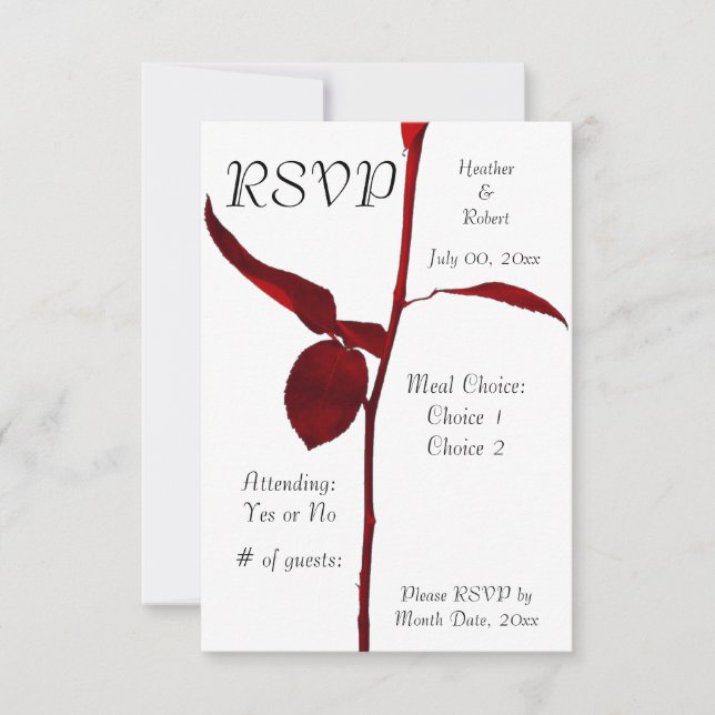 Red Rose RSVP Card (Front)