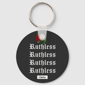 Red Rose Ruthless Chick  Keychain