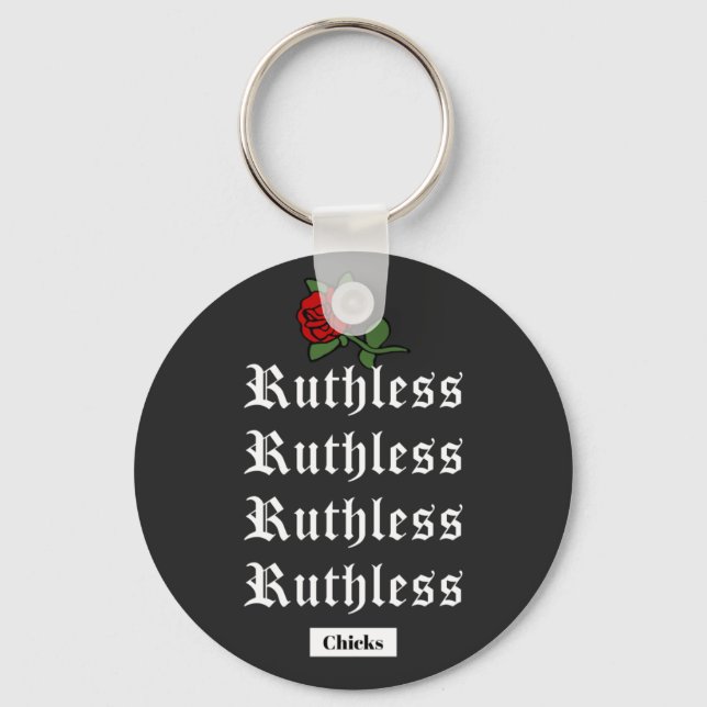 Red Rose Ruthless Chick  Keychain (Front)