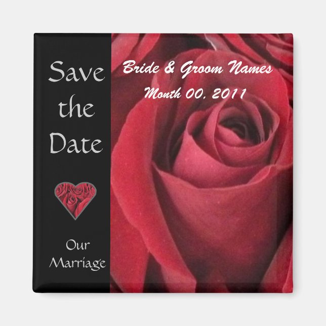 Red Rose Save The Date Magnet (Front)